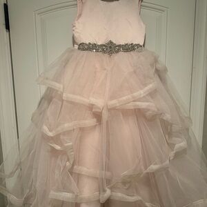Elegant Pink Kids Dress with Embellished Waist